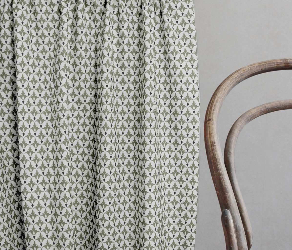 Fiona Moss - curtain fabric with Green abstract print