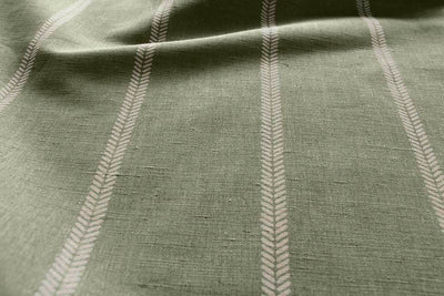 Rana Moss - Green curtain fabric with hand drawn stripes