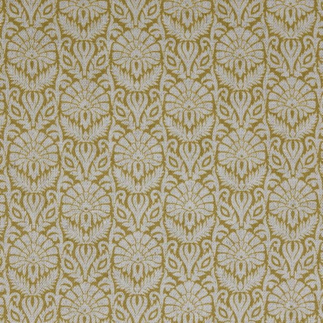 Krista Mustard - Curtain fabric with an abstract Yellow floral pattern