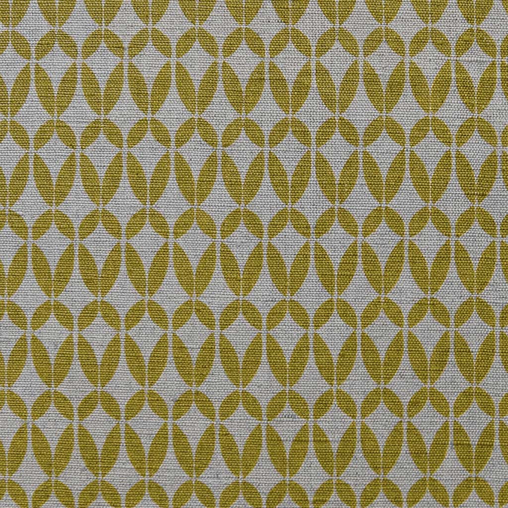 Siruna Mustard - Natural curtain fabric, Yellow contemporary print