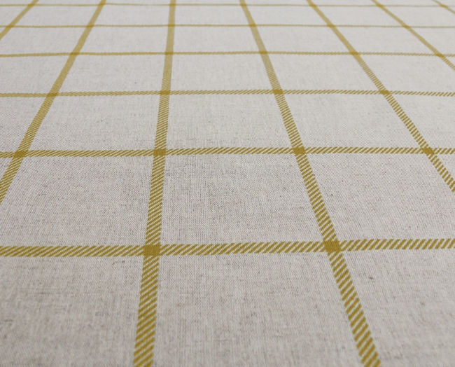 Tove Mustard - Checked fabric with Yellow checks for curtains, roman blinds