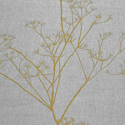 Chervil Mustard, Natural fabric with Dark yellow coloured print