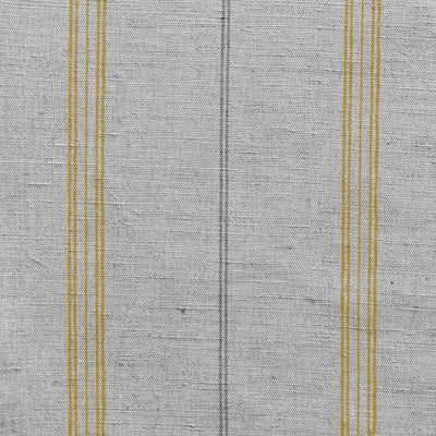 Elise Mustard - Linen Cotton mix curtain fabric, Yellow & Grey stripes