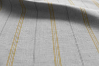 Elise Mustard - Linen Cotton mix curtain fabric, Yellow & Grey stripes