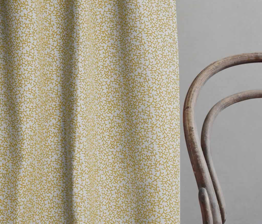 Phila Mustard - Curtain fabric with Yellow botanical print