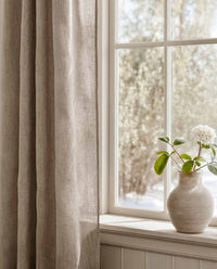 Natural Bespoke Curtain - close-up. Linara Natural by Ada & Ina