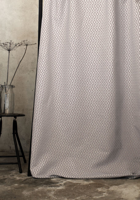 Oona New Blush - White linen fabric, faded Pink abstract print