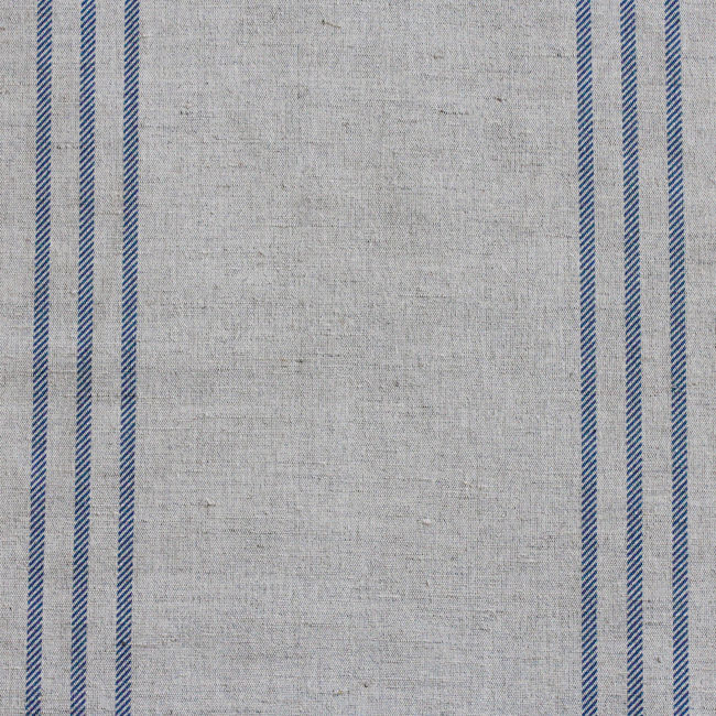 Telma Night Blue - Dark Blue stripes printed on Linen Cotton fabric