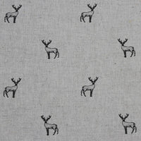 Deer Noir - Curtain fabric with black pattern of deers