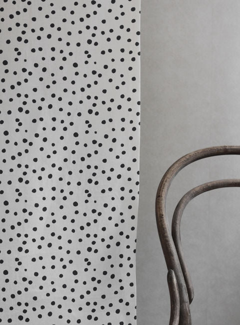 Dottie Noir-WHT - Dotted fabric with Black spots, 100% Linen