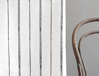Inga Noir - White fabric with Black decorative stripes, 100% Linen