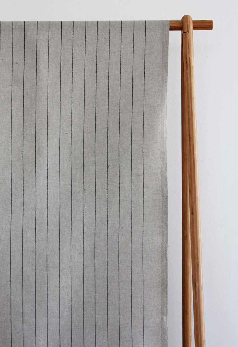 Solveig Noir- Curtain fabric with black stripes