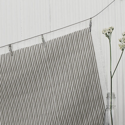 Maisa Nougat - Linen curtain fabric, Brown stripes