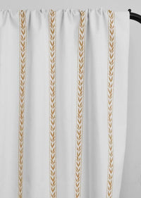 Helena Ochra - curtain fabric with Yellow Orange striped print