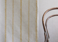 Rae Ochra - Curtain fabric with Yellow Orange hand drawn stripes
