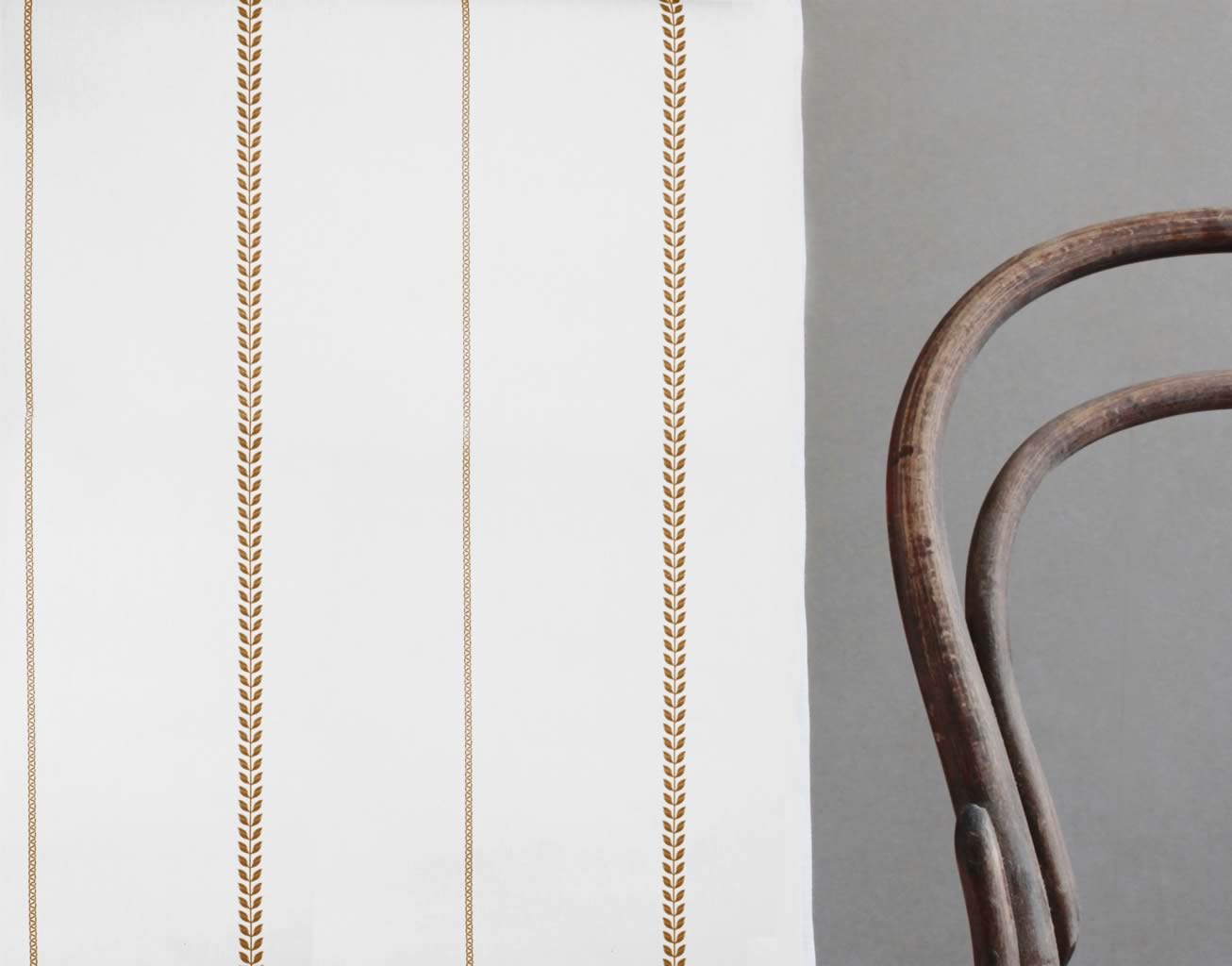 Berit Ochra - curtain fabric with Brown striped print