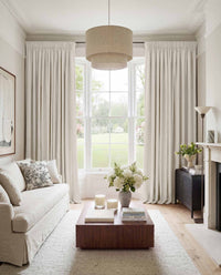 Off-White Made to measure linen curtains for Living room and Bedroom. Blackout lined. Greta Off-White.