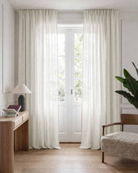 Off-white Pleated bespoke linen curtains. Made of pre-washed 100% Linen fabric -  Lupe Off White