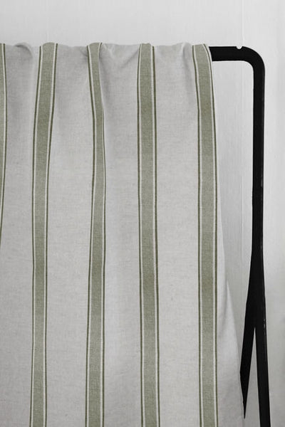 Bella Olive - Curtain fabric with Green stripes