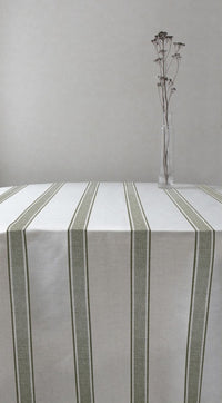 Bella Olive - Curtain fabric with Green stripes
