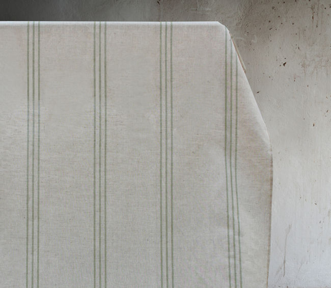 Telma Olive - Curtain fabric with Olive Green stripes