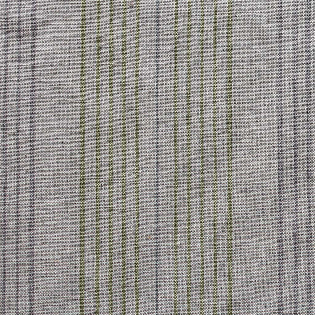 Else-Olive-  Linen Cotton mix curtain fabric, Green & Grey stripes