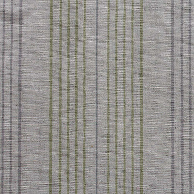 Else-Olive-  Linen Cotton mix curtain fabric, Green & Grey stripes