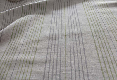 Else-Olive-  Linen Cotton mix curtain fabric, Green & Grey stripes