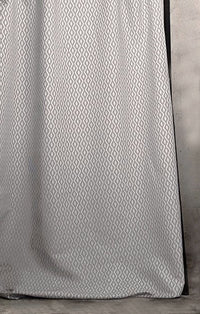 Oona Taupe - White linen mix fabric, Light Brown abstract print