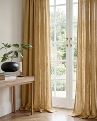 Orange 100% Linen Curtains with puddling