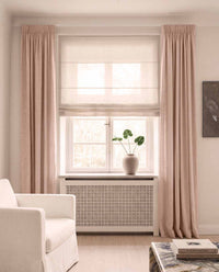 Pale Pink Linen curtains blackout lined - pre-washed linen. Bianco Old Rosa by Ada & Ina.
