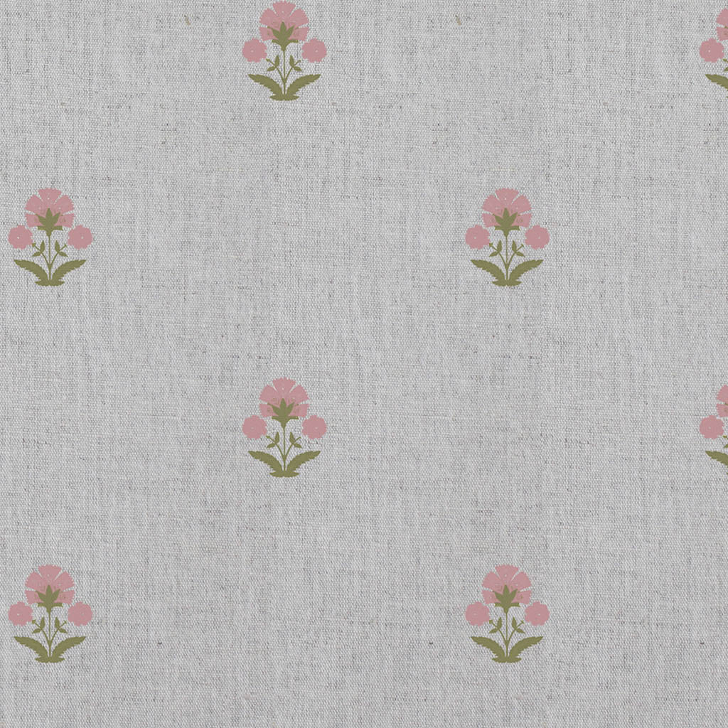 Penelope Pink Green - Curtain fabric with Pink and Green floral print