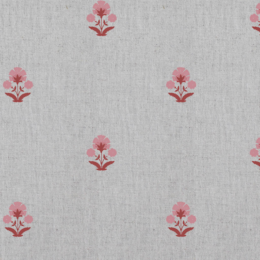 Penelope Pink Red - Curtain fabric with Pink and Red floral print