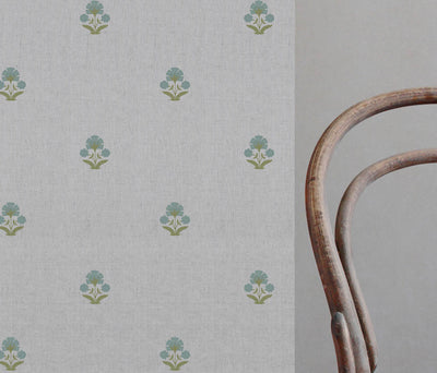 Penelope Sage Green - Curtain fabric with Green floral print
