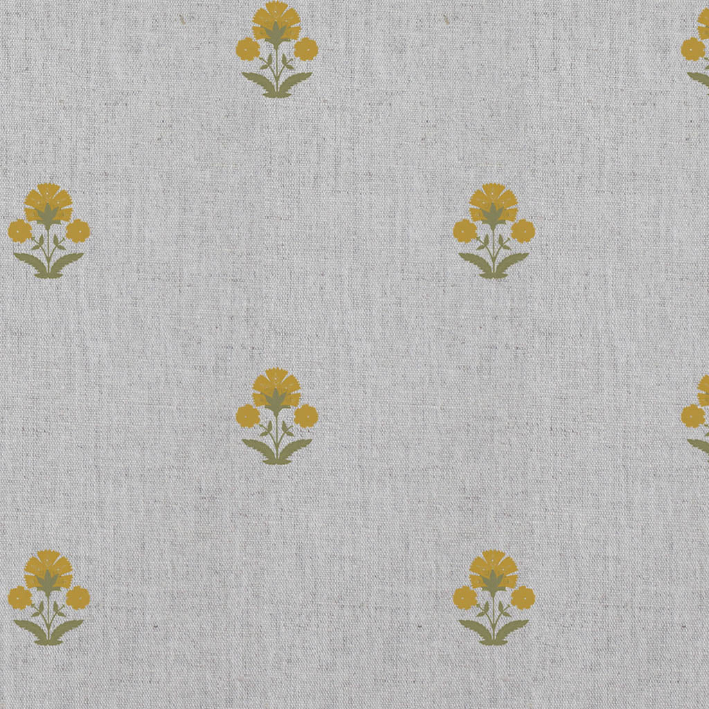 Penelope Yellow Green - Curtain fabric with Yellow and Green floral print