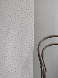 Dottie Peony-WHT - Dotted fabric with Pink spots, 100% Linen