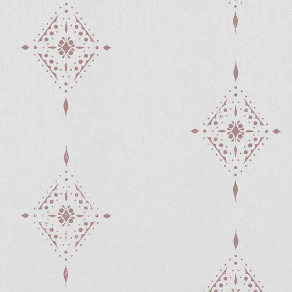 Kaisley Peony-WHT - White curtain fabric with Pink Abstract print