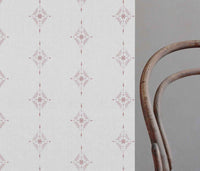 Kaisley Peony-WHT - White curtain fabric with Pink Abstract print
