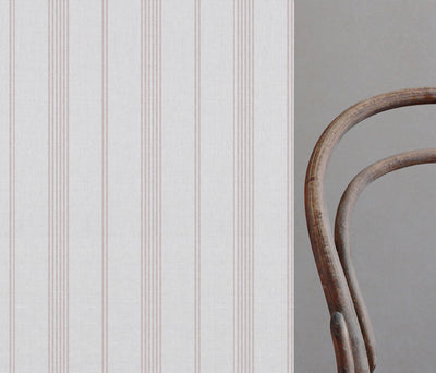 Brea Peony-WHT - White fabric with Striped Pink print