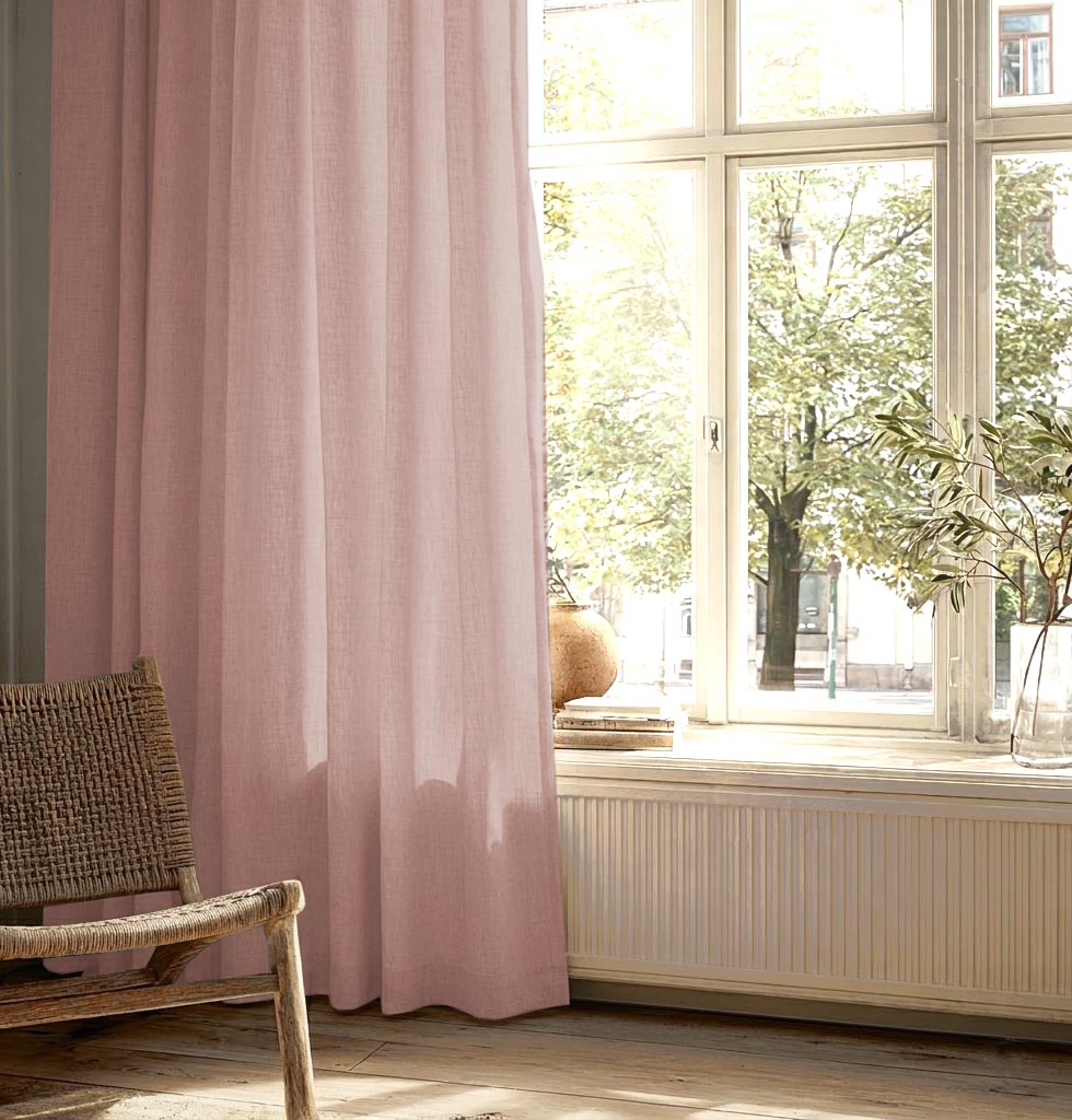 Pale Pink Linen Mix Curtains