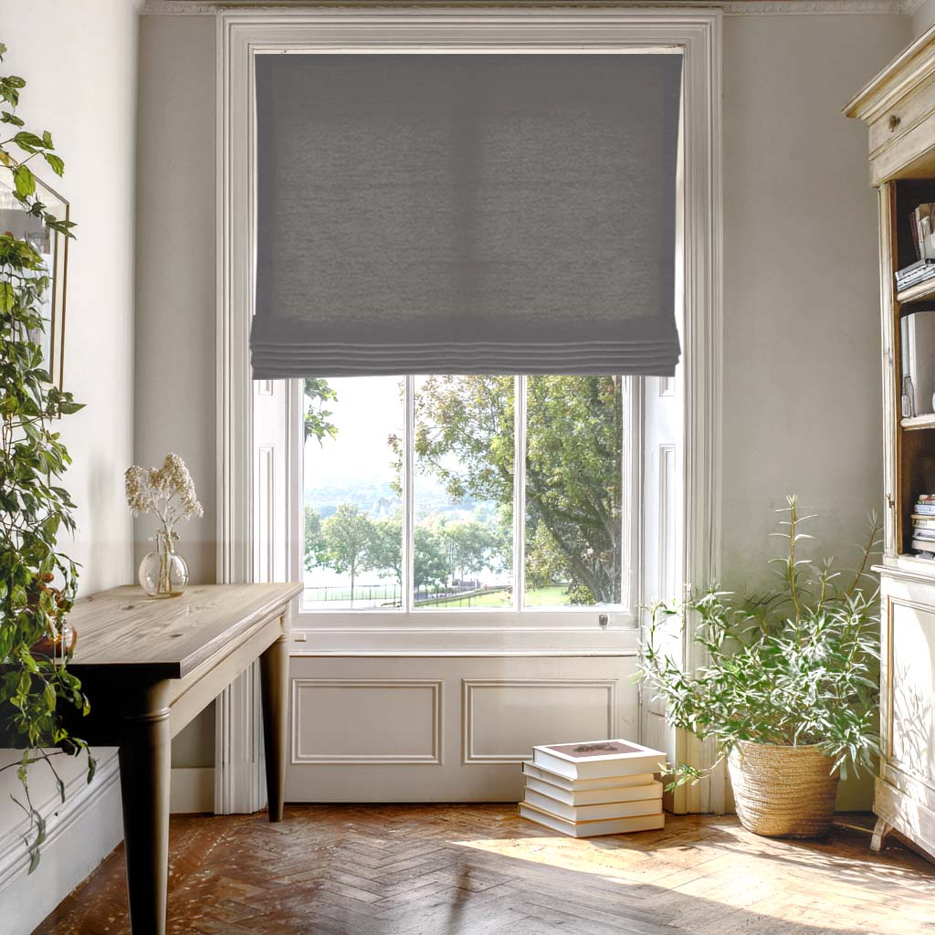 Dark Grey Linen Mix Roman Blind