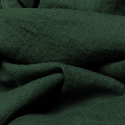 Ulrike Pine - Dark Green Stonewashed Linen Cotton Fabric