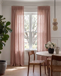 Bea Rhubarb  - Unlined Linen Curtains