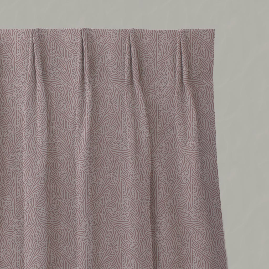 Pink Patterned Linen Pleated Curtain - Alma Dusty Pink - Natural base fabric