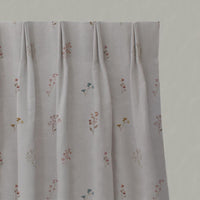 Multi-Coloured Floral Linen Pleated Curtain - Bridget-NAT - Natural base fabric.