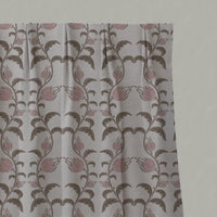 Pink and Brown Patterned Linen Pleated Curtain - Dana Pink Pebble  - Natural base fabric.