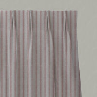 Pink Striped Linen Pleated Curtain - Kamillah Dusty Pink - Natural base fabric.