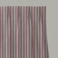 Pink Striped Linen Pleated Curtain - Lisabella Dusty Pink - Natural base fabric.