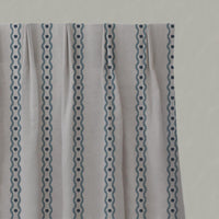 Blue Abstract Striped Linen Pleated Curtain - Margarie Blue - Natural base fabric.