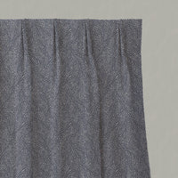 Blue Botanical Linen Pleated Curtains - Alma Deep Blue - Natural base fabric.